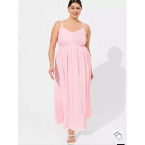 Torrid Maxi Plisse Pleated Dress Orchid Pink Plus Size 6 Long Sleeveless Formal